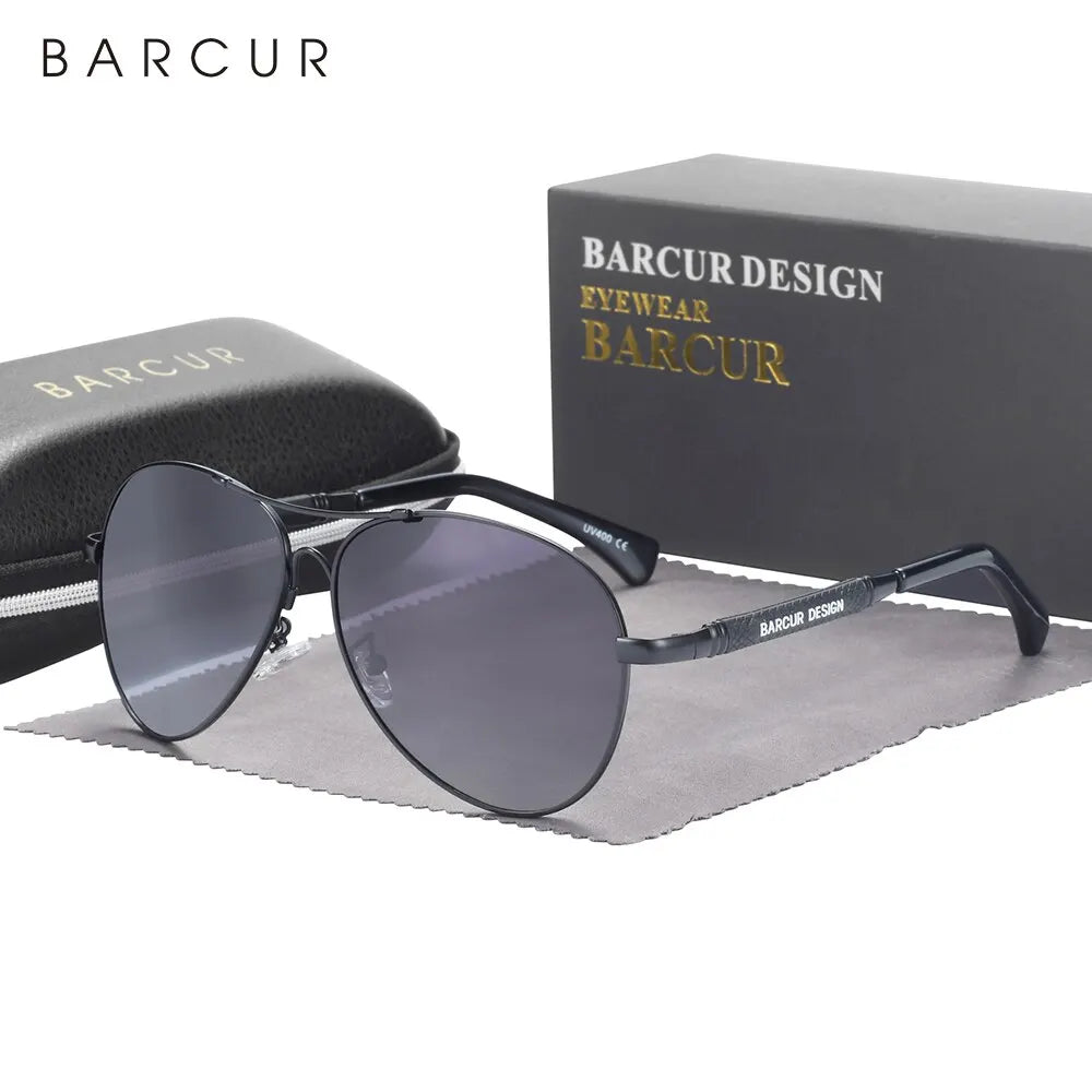 BARCUR Design Frame Sunglasses Polarized For Men Women Pilot Gradient Lens Eyewear Mirror Shades