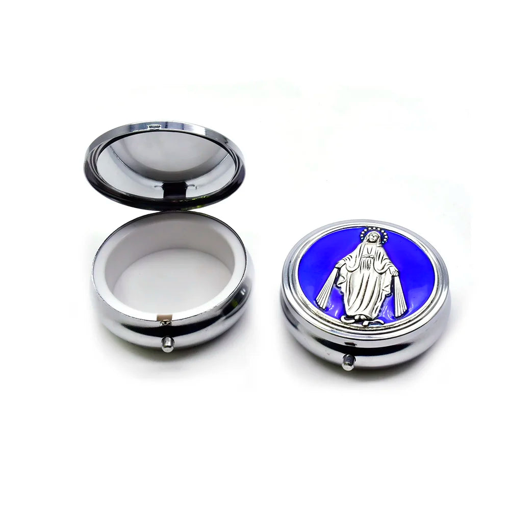Retro Metal Guadalupe Holy Grail Saint Benedict Rosary Gift Box
