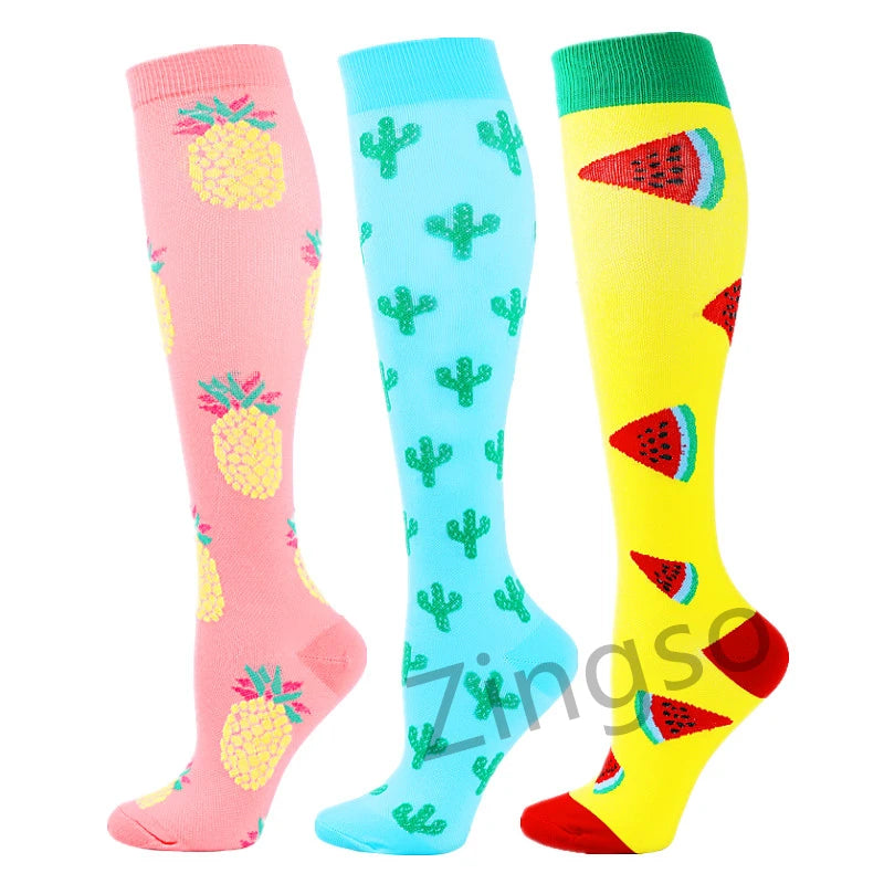 3/67 Pair Compression Stocking Women Men Knee High 30mmHg Edema Diabetes Varicose Veins Running Travel Sport Compression Socks