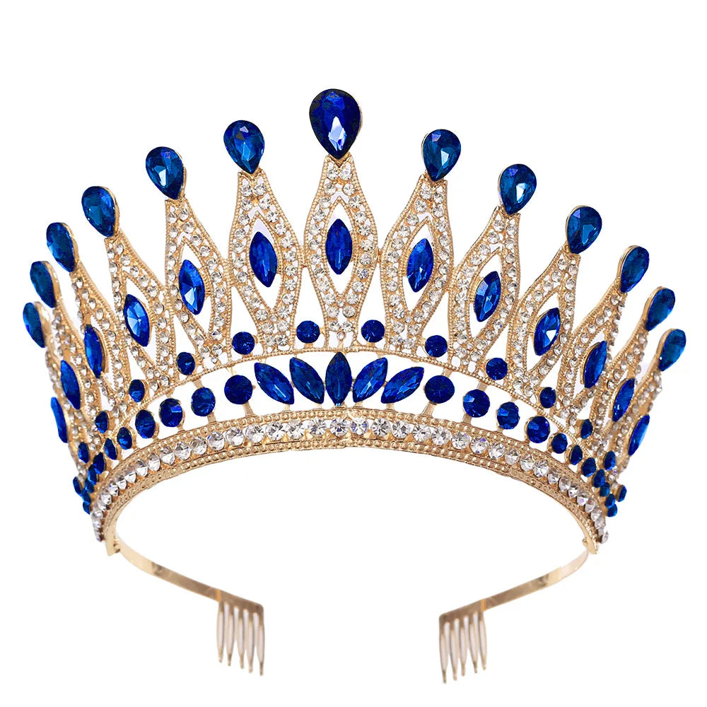 Baroque Large Crystal Crows Tiaras Diadem Comb For Bridal Wedding Party