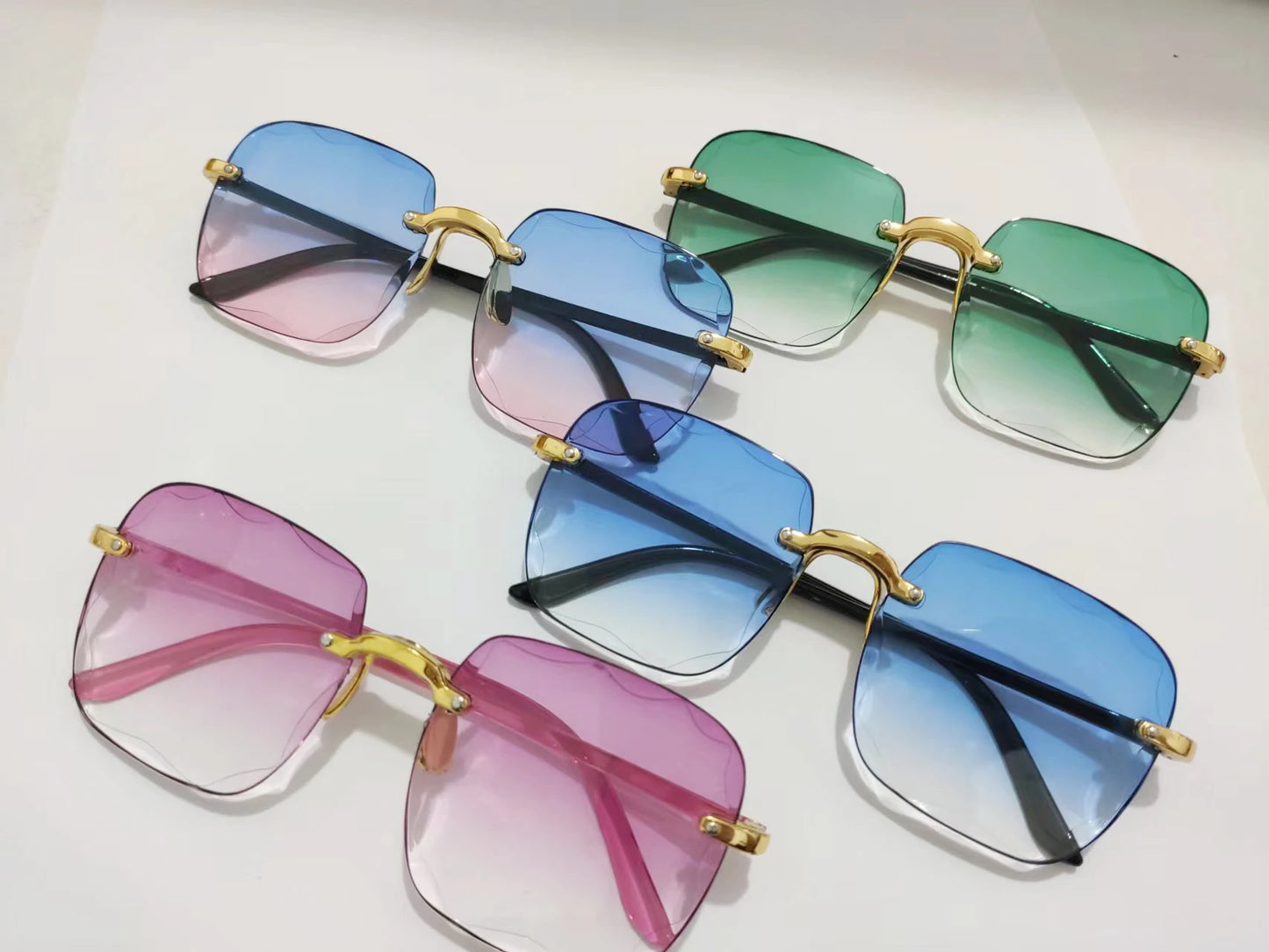 Sunglasses For Women ladies Rimless Diamond cutting Lens Brand Designer Ocean Shades