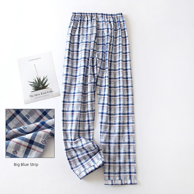 Men Pure Cotton Spring and Summer Pajama Pants