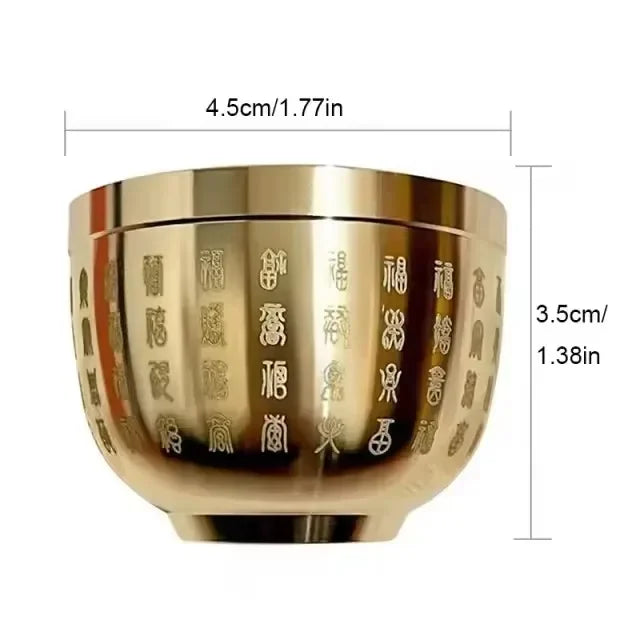 Home Decor Hundred Blessings Small Bowl Brass Fortunate Attract Wealth Good Luck Magical Power