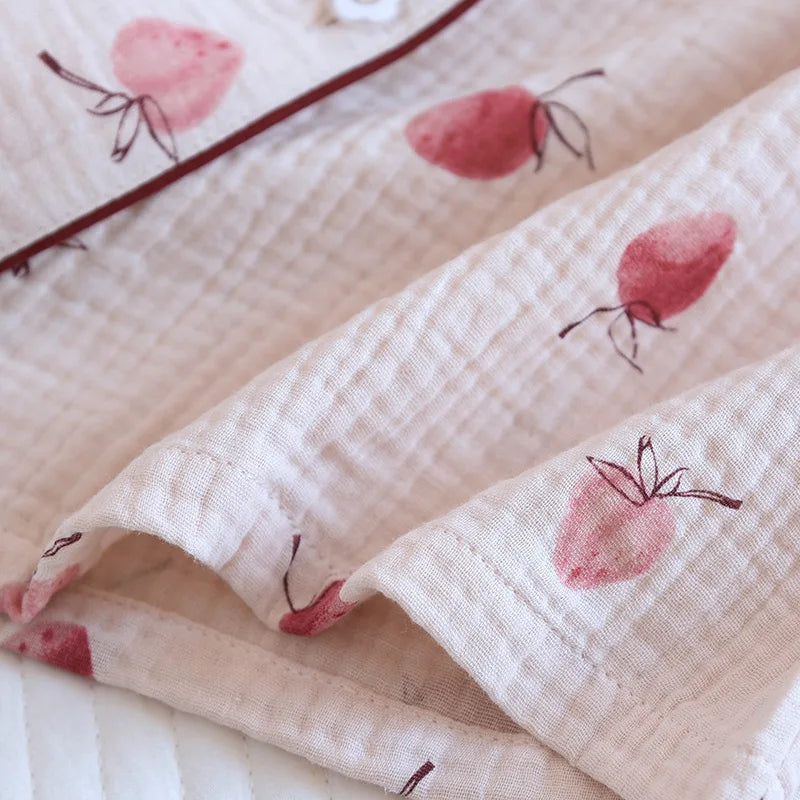 Summer pajamas short-sleeved shorts two-piece cotton crepe