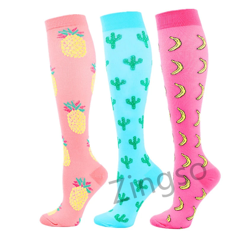 3/67 Pair Compression Stocking Women Men Knee High 30mmHg Edema Diabetes Varicose Veins Running Travel Sport Compression Socks