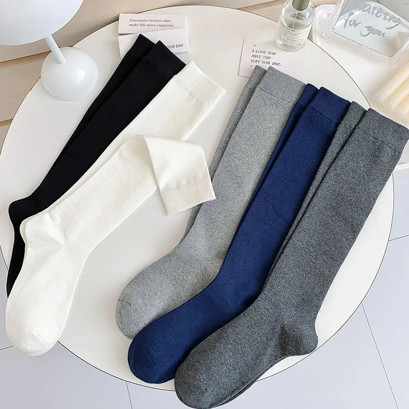 Women Stockings College Style Knitted Cotton Knee Socks