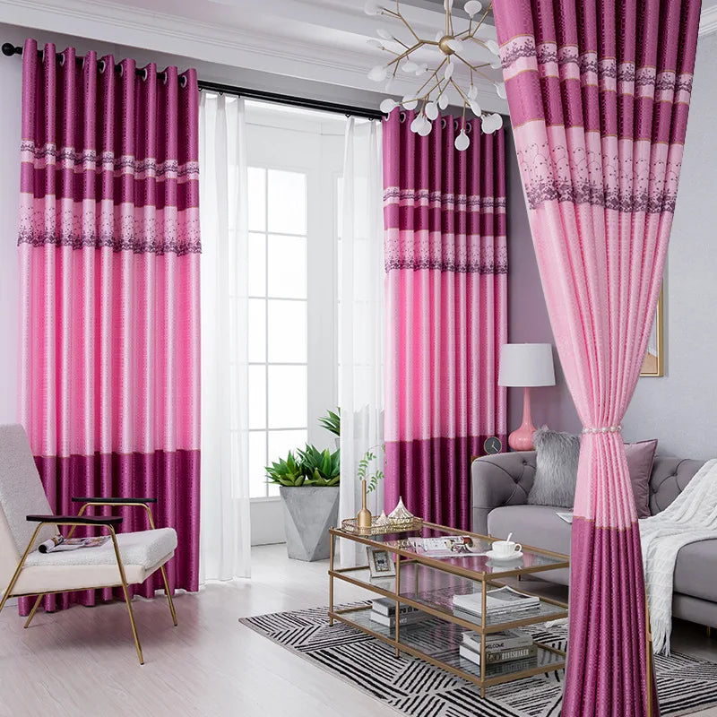Dreamwood-Jacquard Polyester Curtain, Embroidered Double Craft Curtains, Striped Blackout, Bedroom, Living Room, New Luxury