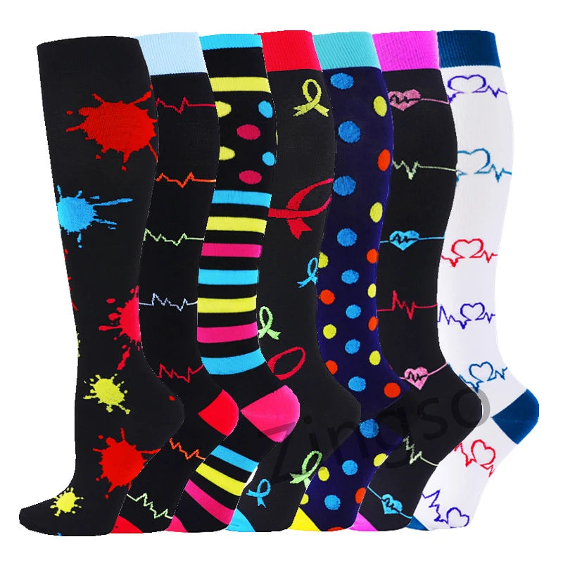3/67 Pair Compression Stocking Women Men Knee High 30mmHg Edema Diabetes Varicose Veins Running Travel Sport Compression Socks