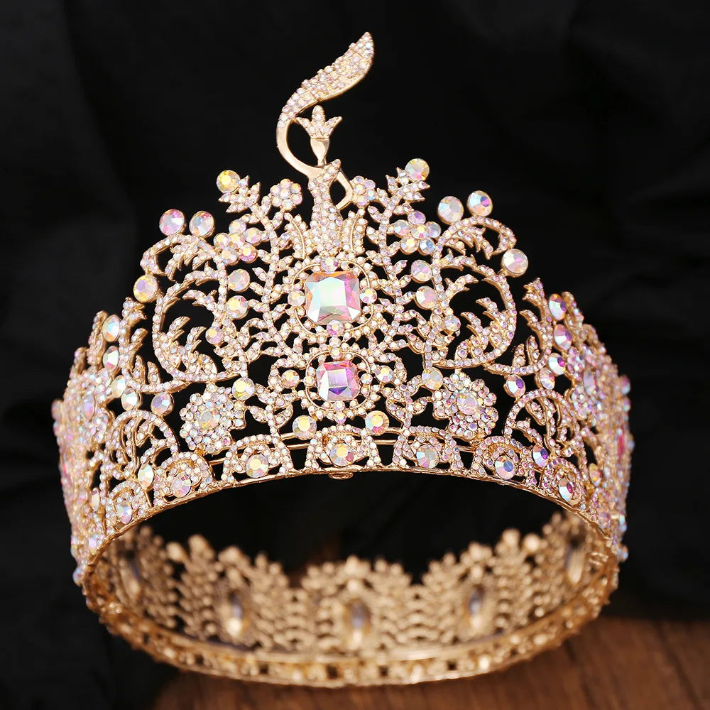 Baroque Rhinestone Crystal Crown Tiaras Hair Accessory For Bridal Wedding & Beauty Pageant