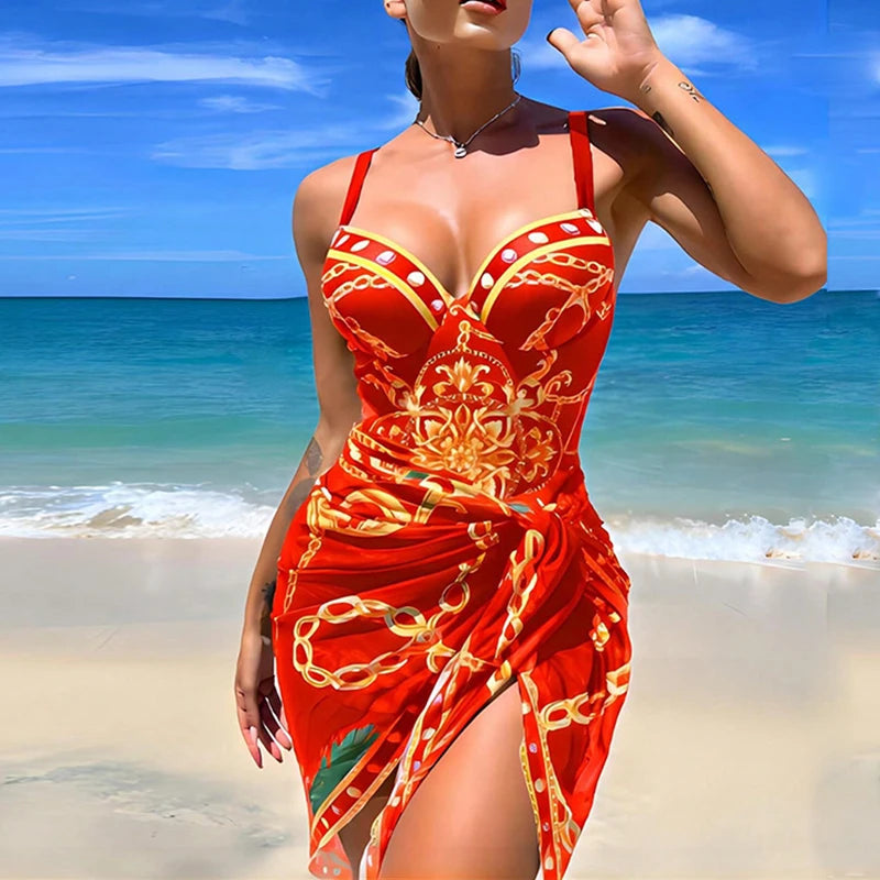 Women 2 Piece Bikini Set Push Up Floral Printed Bikinis Strappy Bandage Brazilian Swimwear Bathing Suit