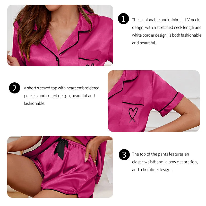 Women's Pajamas Lounge Set Short Sleeve Top & Shorts