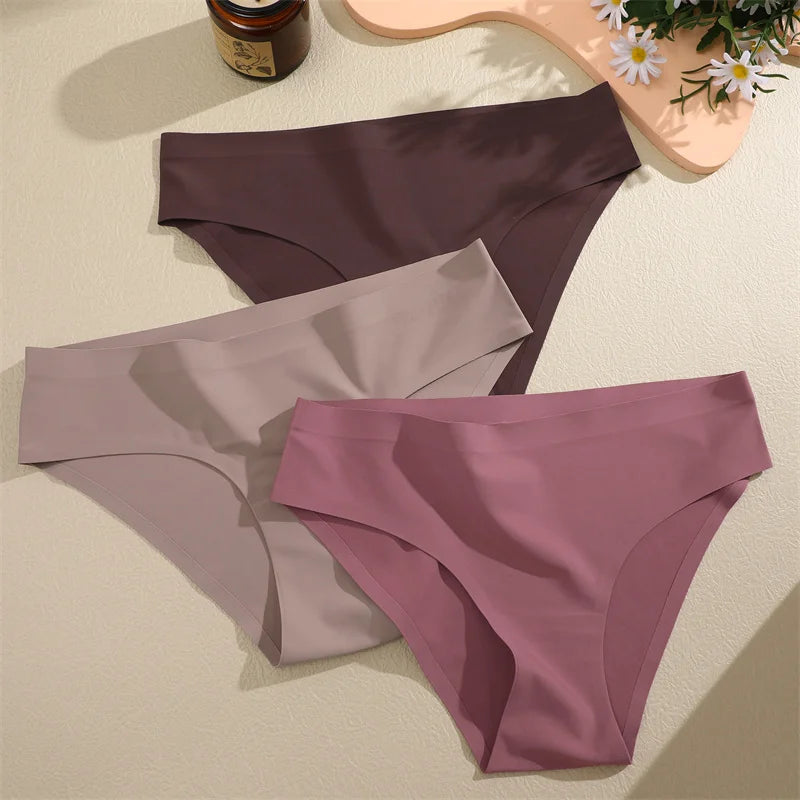 6PCS Women Seamless Panties Ice Silk Ultra Thin soft Low Rise