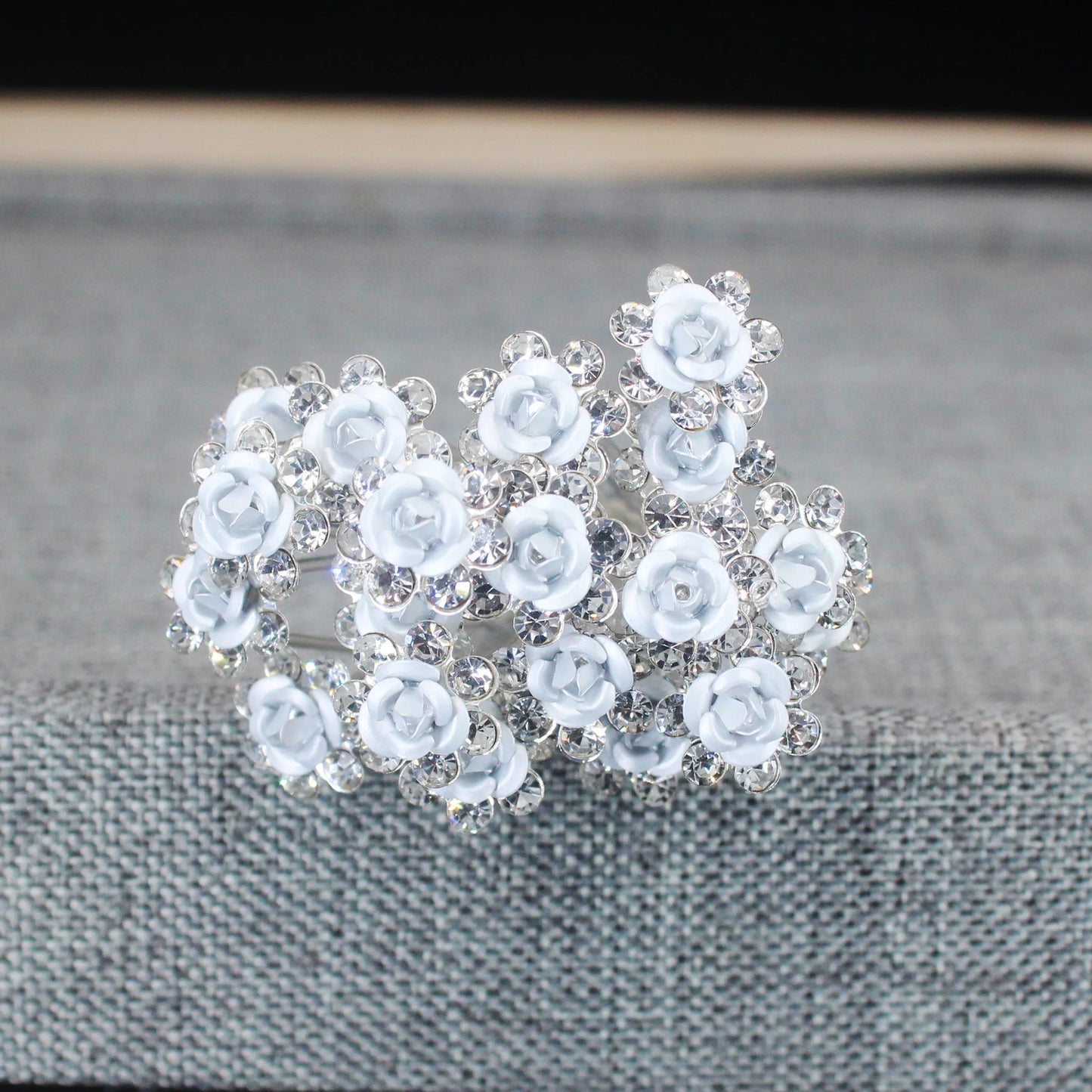 20PCS Rose Flower Rhinestone Hair Clips Crystal Hair Pins for Bridal Wedding Party Daily Hair Jewelry Accessories