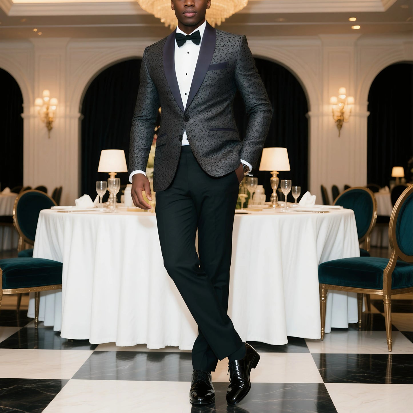 Men's Party Floral Paisley pattern tuxedo jacket, single-button dress suit jacket