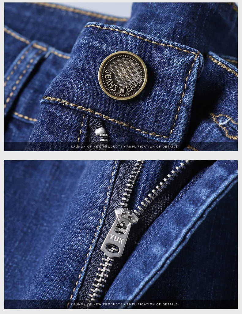 Men Light Luxury Stretch Slim Fit Comfortable Soft Pants Straight Casual Denim Trousers