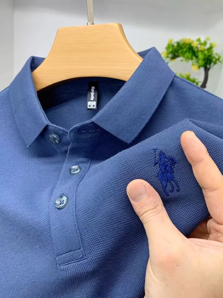 100% Cotton Breathable Short Sleeve Men's T-shirts Men Luxury Embroidery Relaxed POLO Shirt