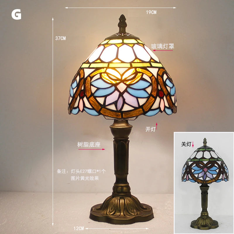 Mediterranean Baroque Retro Style Stained Colorful Handmade Glass Table Lamp E27