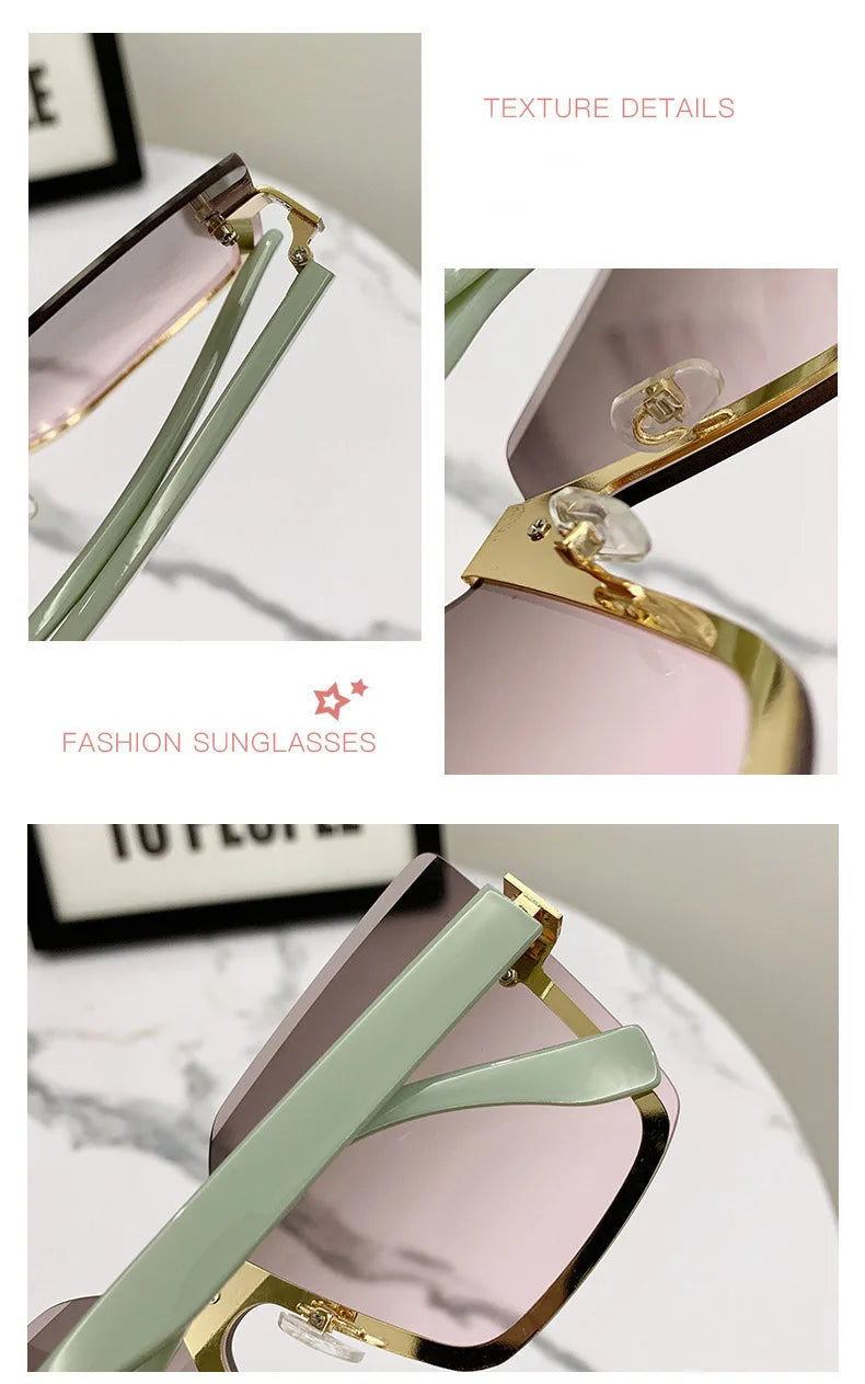 European & American Style Half-frame Metal Sunglasses Fashion Slim Anti-uv Glasses