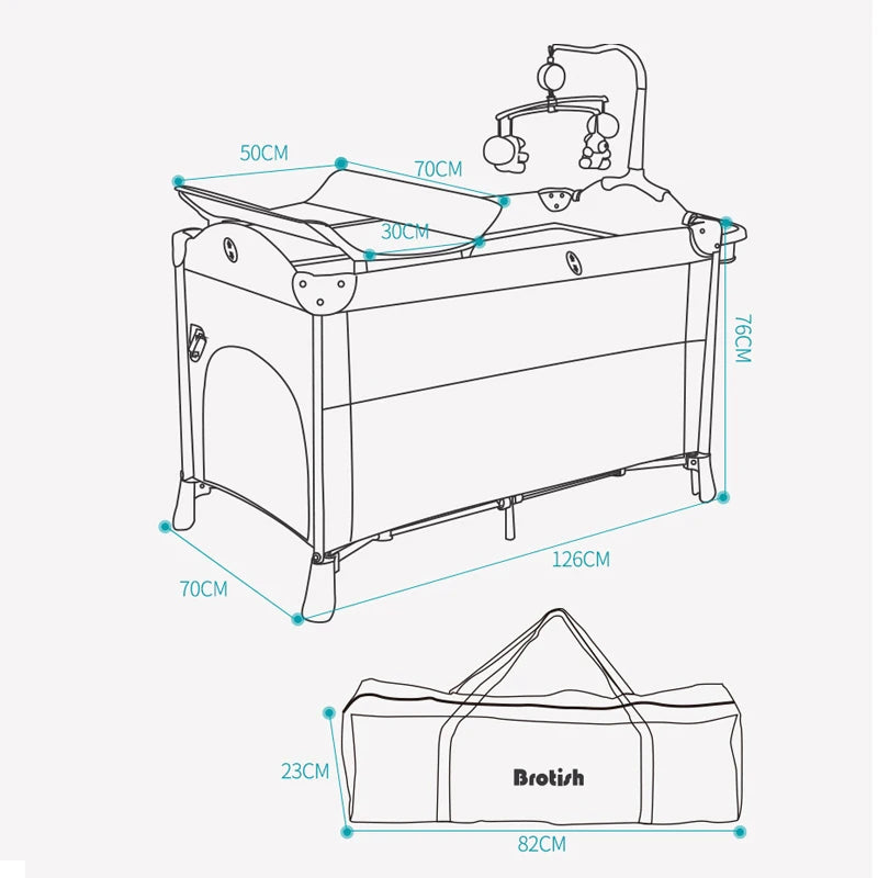 Multifunctional Portable Baby Crib Foldable With Diaper Table Cradle Rocker Kid Game Bed Bedroom Furniture For 0-6 years