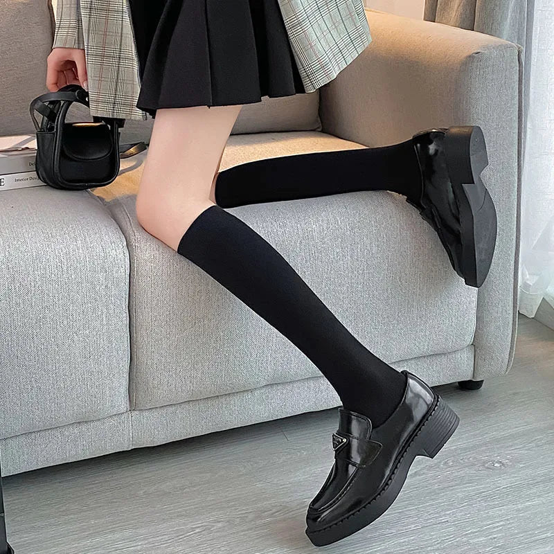 Women Stockings College Style Knitted Cotton Knee Socks