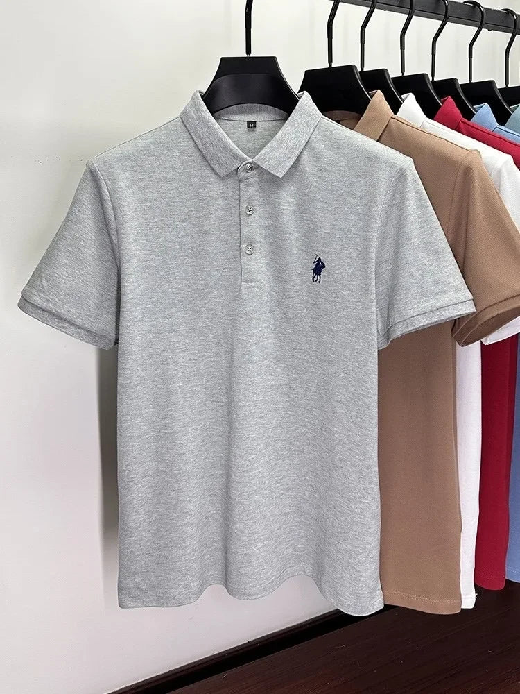 100% Cotton Breathable Short Sleeve Men's T-shirts Men Luxury Embroidery Relaxed POLO Shirt