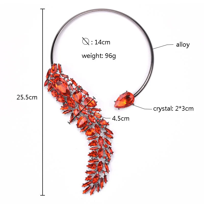 Baroque Open Choker Necklace Women Layered Crystal Tassel Large Collar Necklace Jewelry