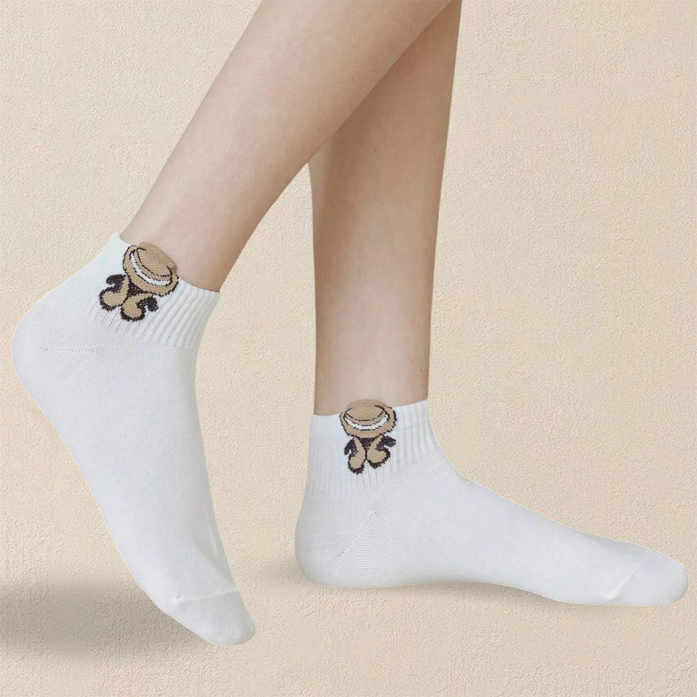 5/10/20 Pairs Women Cartoon Teddy Bear Ankle Socks