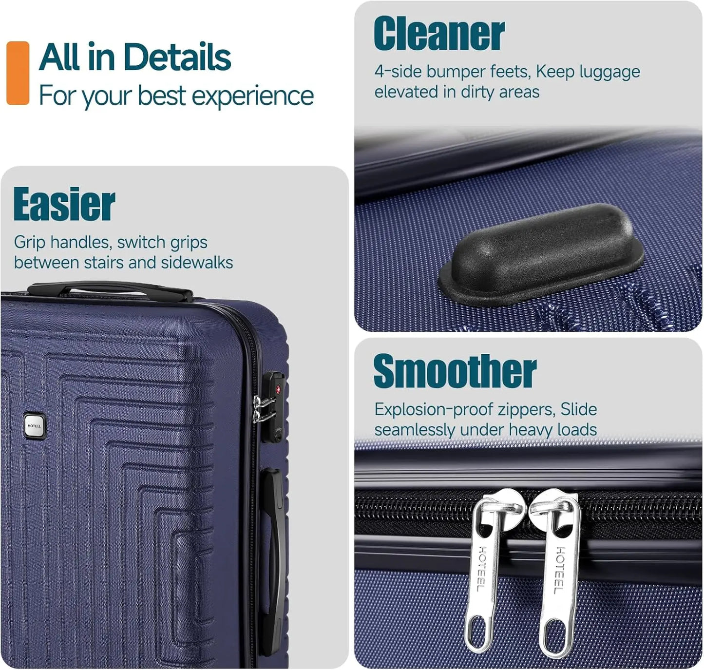 Premium 5-Piece Travel Set, Expandable Hardshell Luggage with Spinner Wheels, Complete Family Suitcase Collection