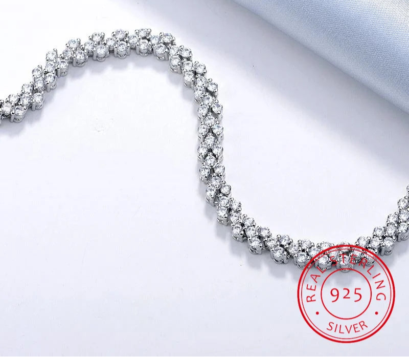 Silver bracelet 925 metal stamp with cubic zirconia stones