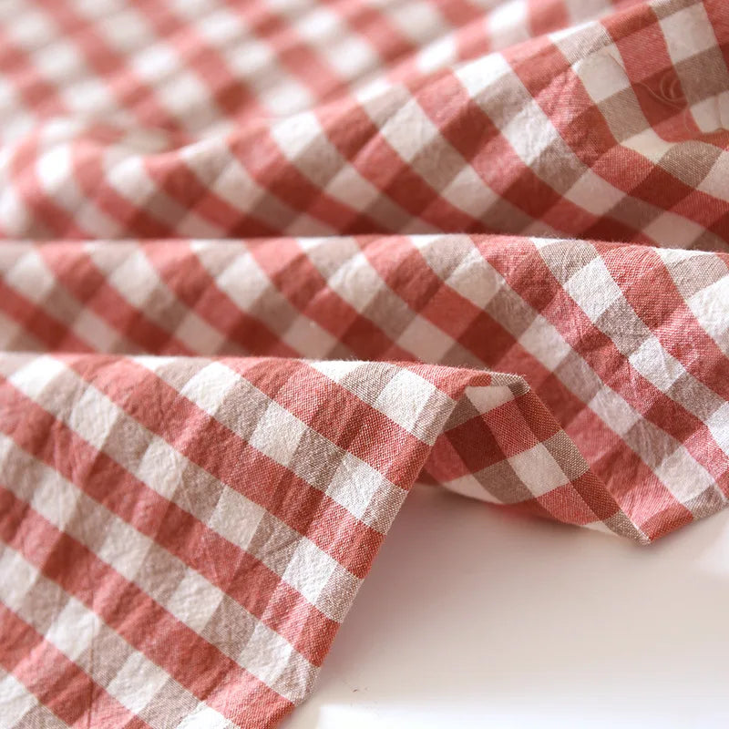 Spring and Autumn Unisex Pajama Set 100% Cotton Men's and Women's Plaid Long Sleeved Two Piece