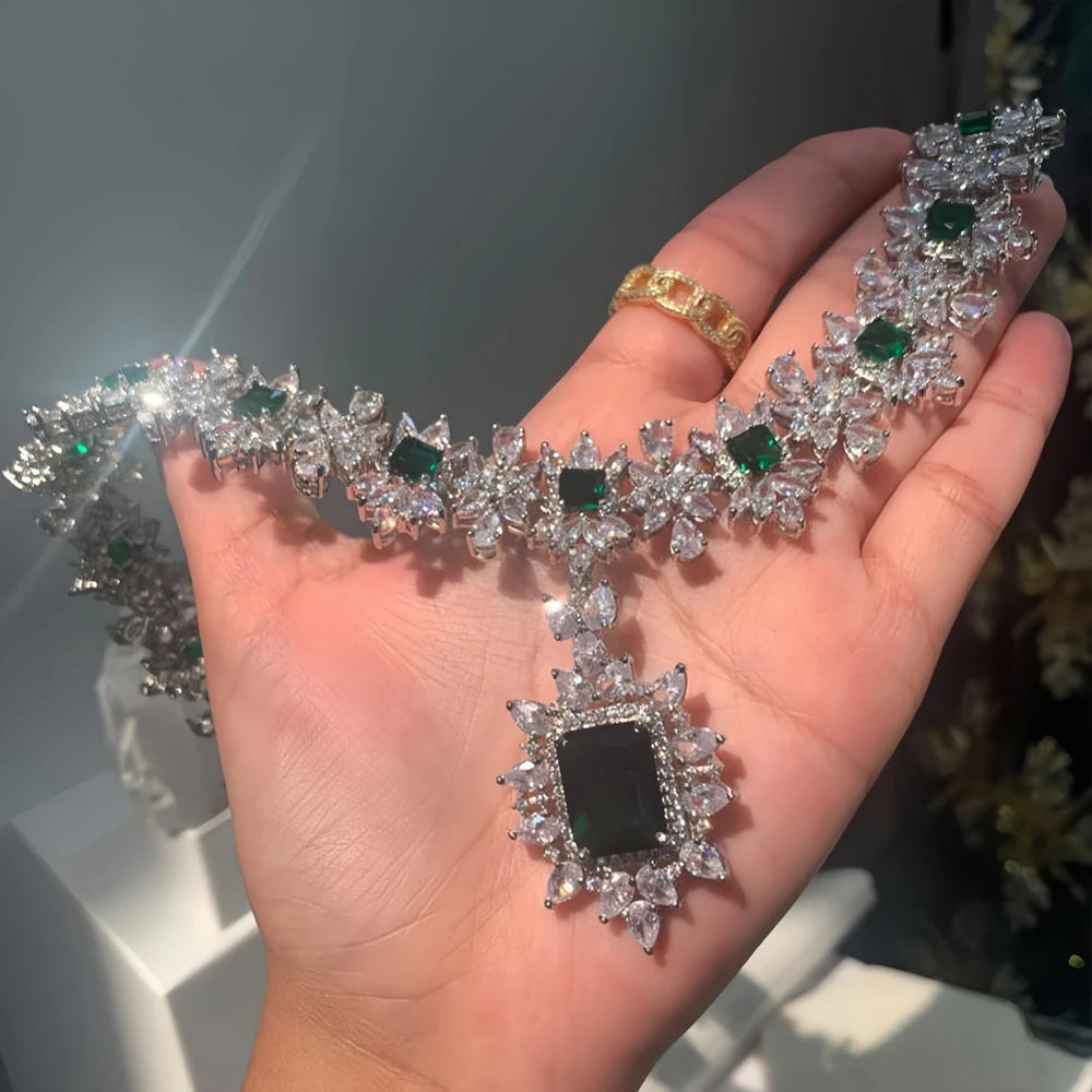 Luxury Jewelry Set Zircon High Quality Necklace Earrings Set Adjustable Banquet