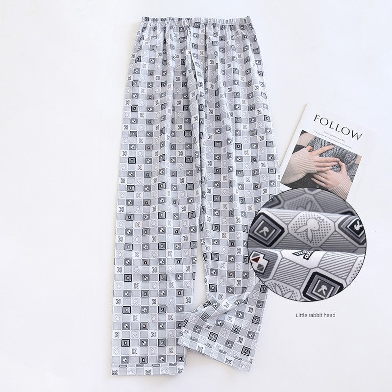 Men Pure Cotton Spring and Summer Pajama Pants