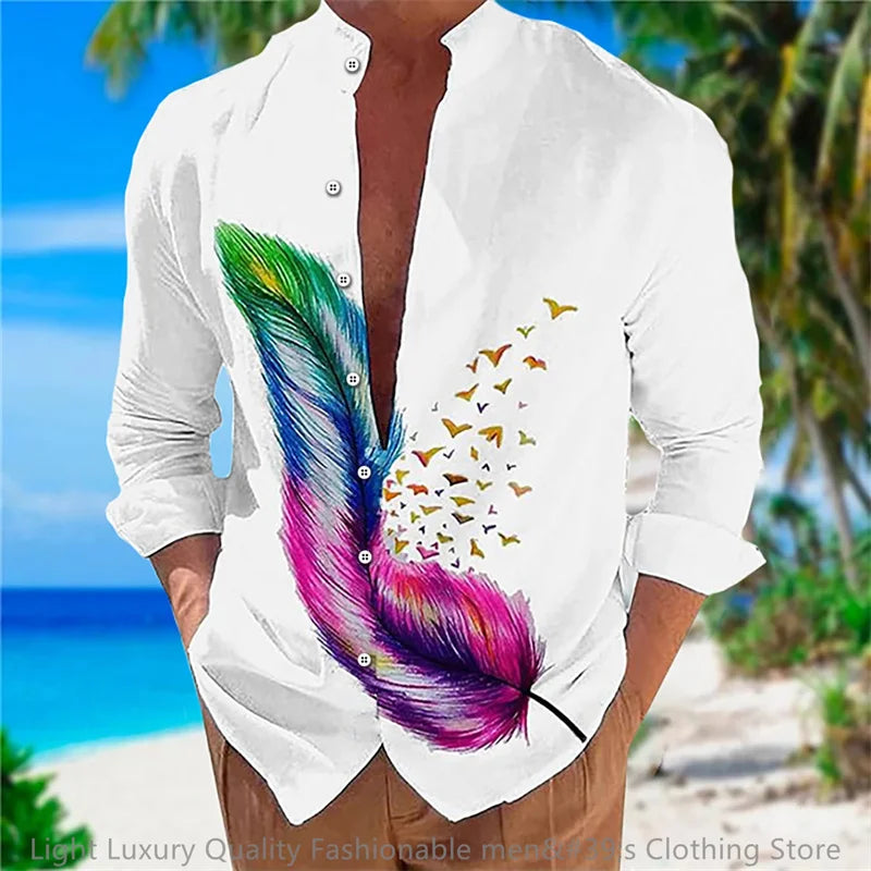 Men's Casual Soft Fabric Shirt Long-sleeved 3D printing XS-6XL