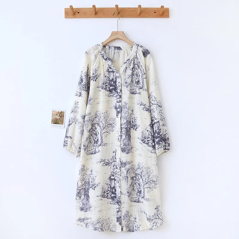 Pure Cotton Nightgown Sleepwear Dress Women's