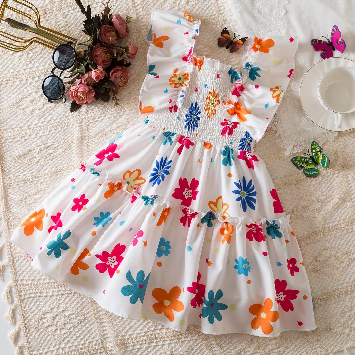 Colorful Summer Cool Refreshing Sweet Casual Dress 3-8 Years