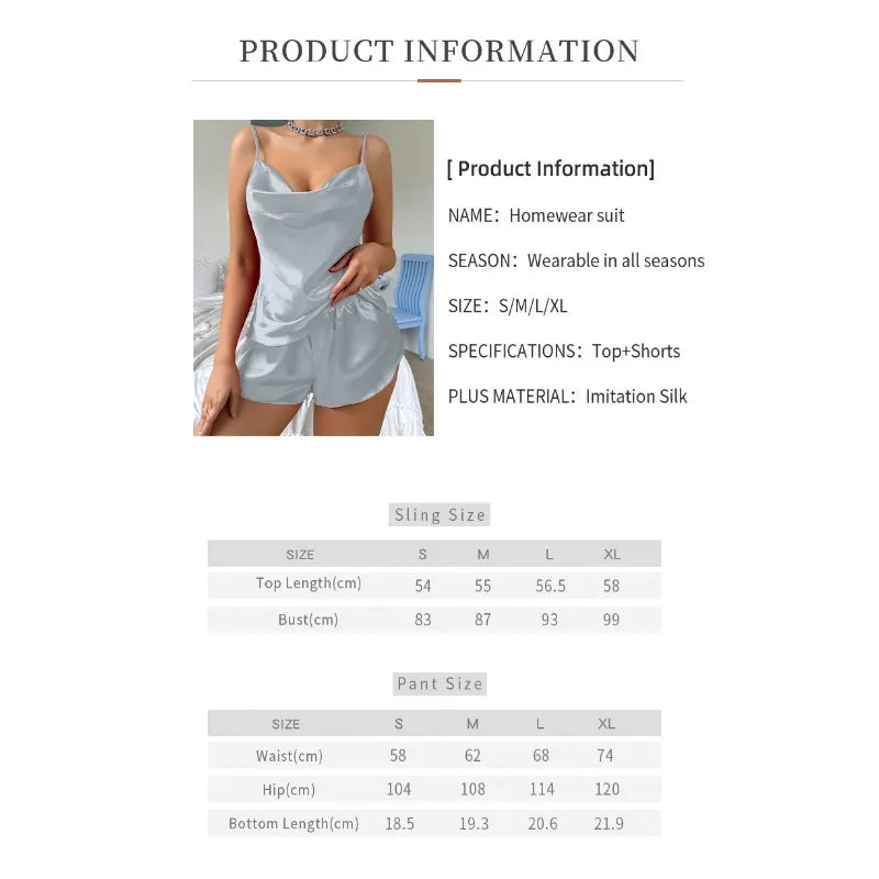 Luxury Silk Women Sleepwear Two-piece Set