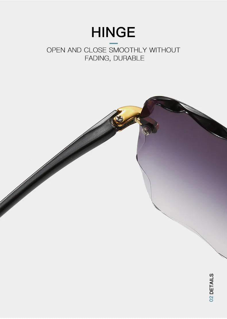 Sunglasses For Women ladies Rimless Diamond cutting Lens Brand Designer Ocean Shades