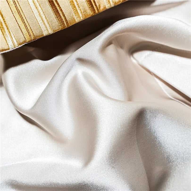 Gold and Blue Embroidery Satin Comforter Cover 4/6/10Pcs Bedding set