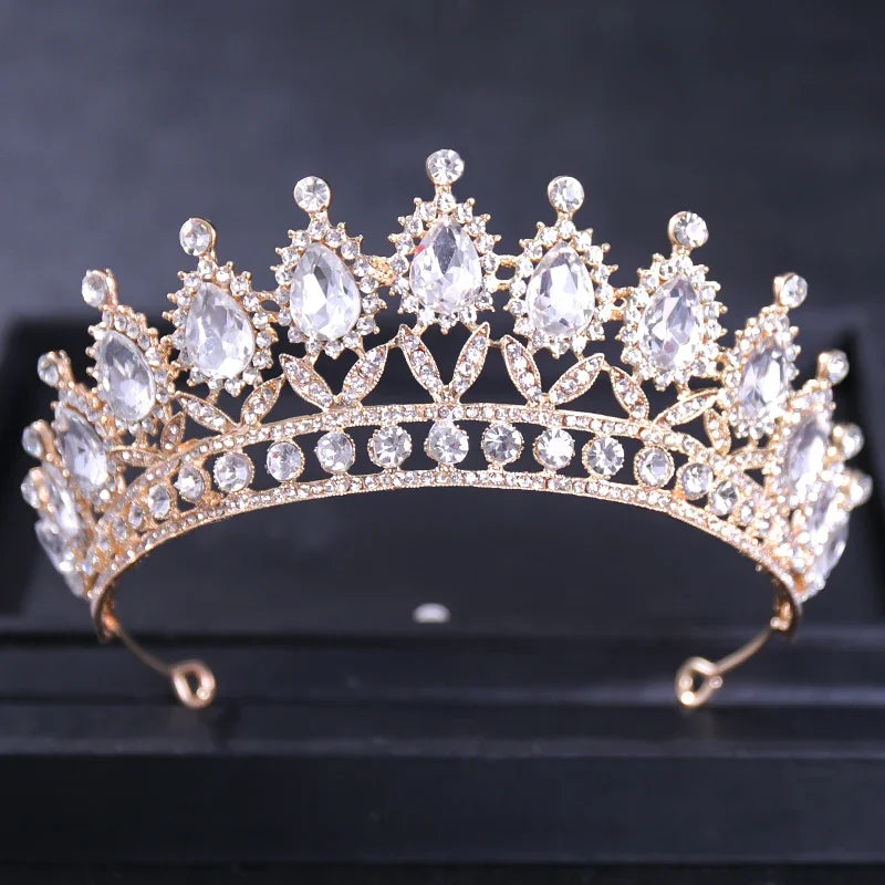 Gold Color Luxury Crystal Wedding Tiaras Crowns Party Rhinestone Prom Bridal Diadem Crown Tiara Hair Jewelry