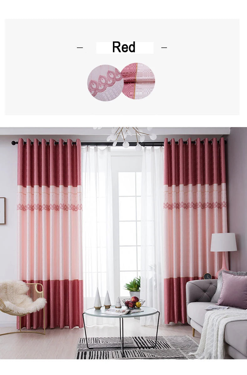 Dreamwood-Jacquard Polyester Curtain, Embroidered Double Craft Curtains, Striped Blackout, Bedroom, Living Room, New Luxury