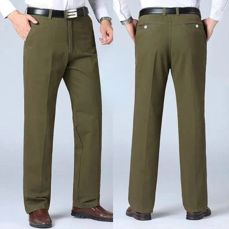 Summer Thin Cotton Men's Pants High Waist Straight Loose