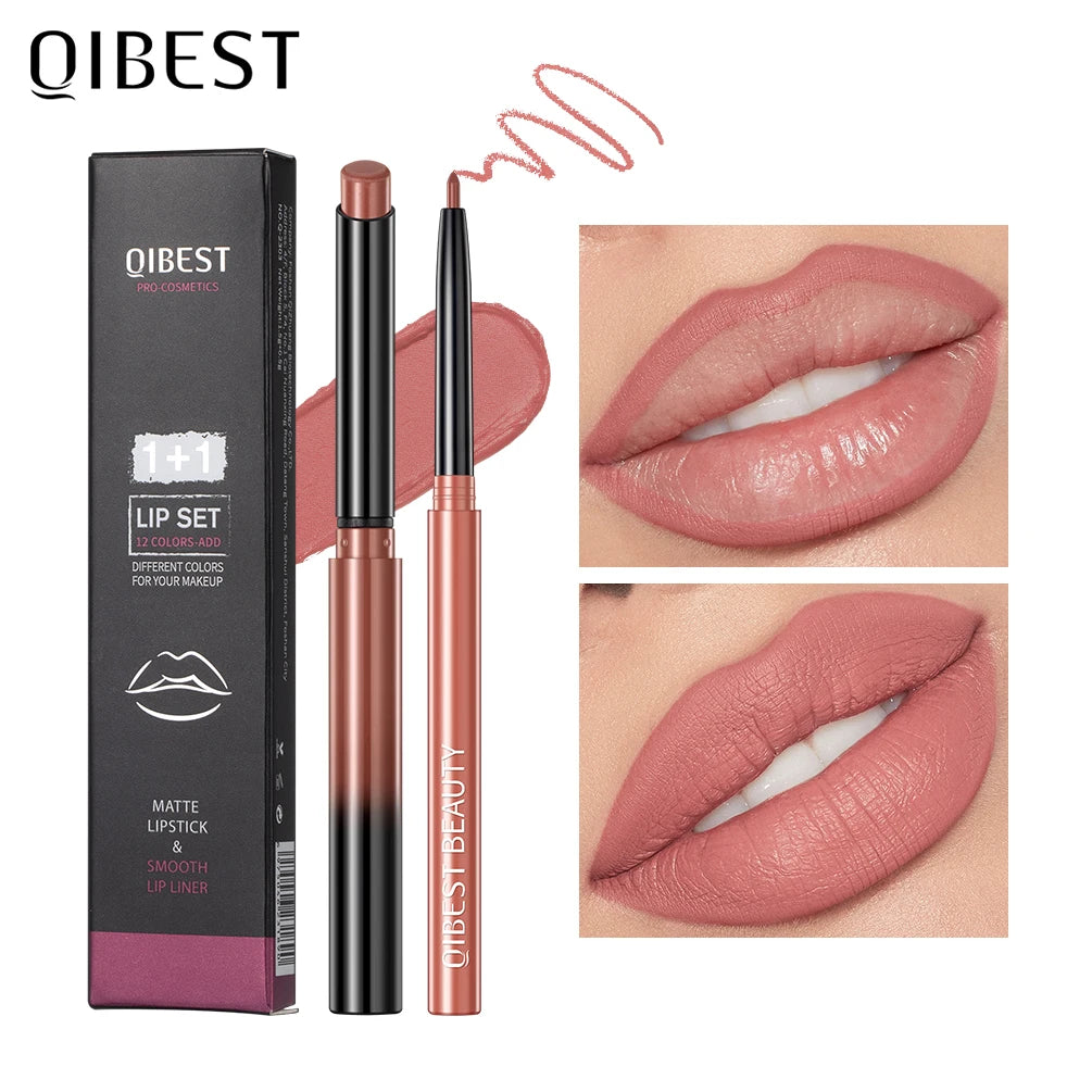 2pc Lipstick Lip liner Pencil Waterproof Long Lasting