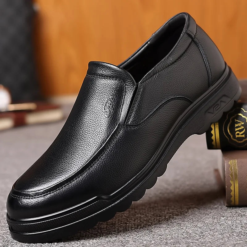 Handmade Genuine Leather Casual Soft Rubber Loafers Slip-On Shoes