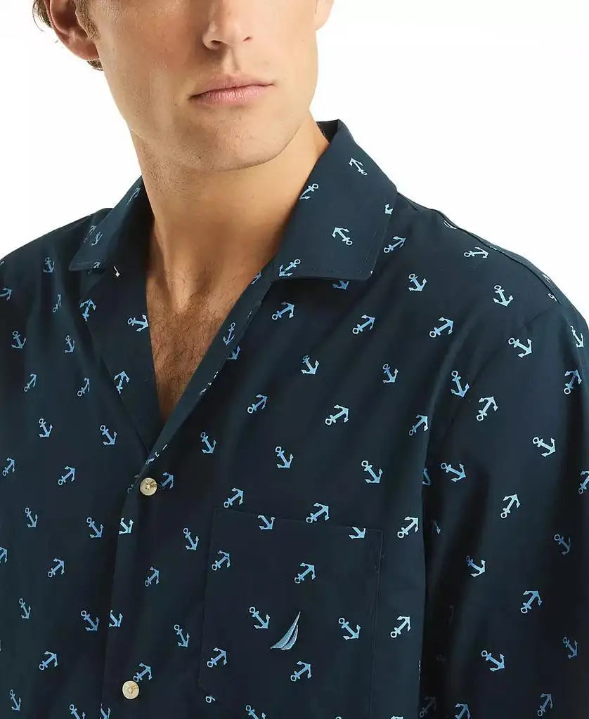 Nautica | Men's Crafted Printed Camp Sleep Pajama Shirt