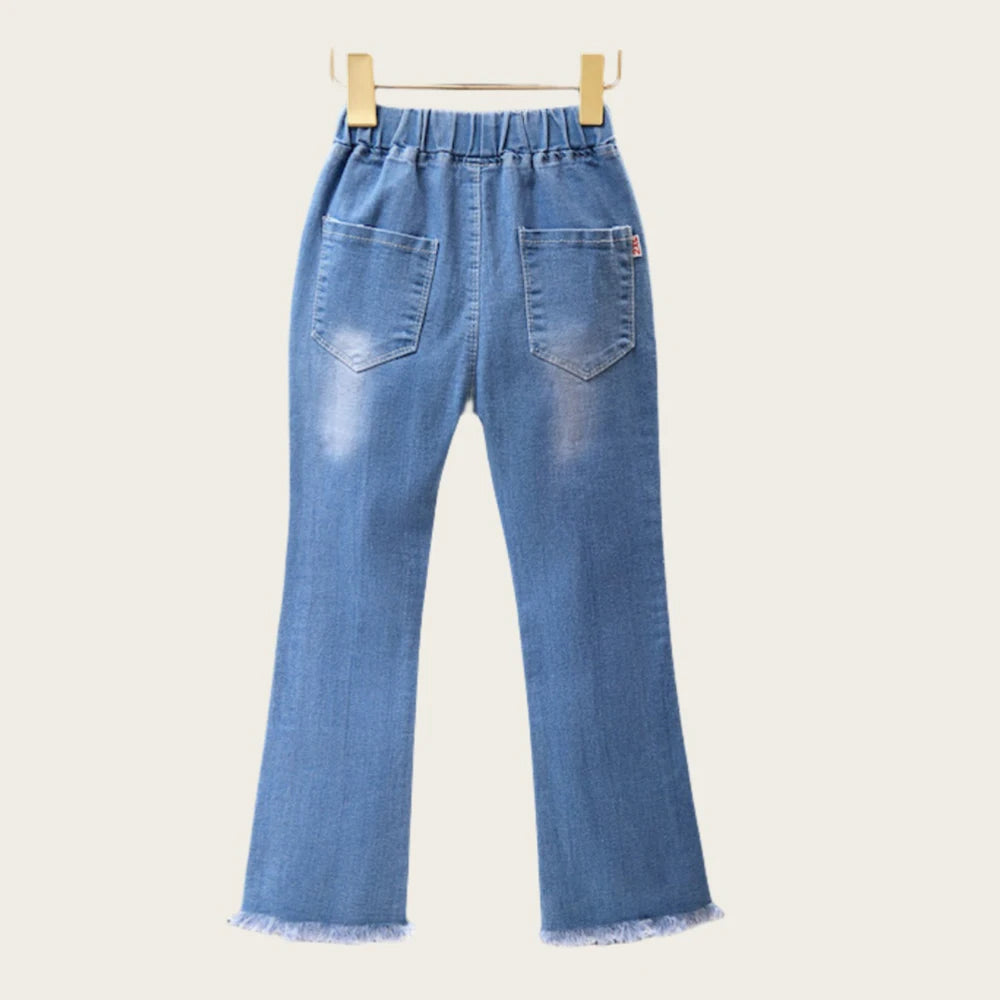 Girls Star Embroidered Jeans Pants with Pearl Slim-Fit age 7-13 yrs old