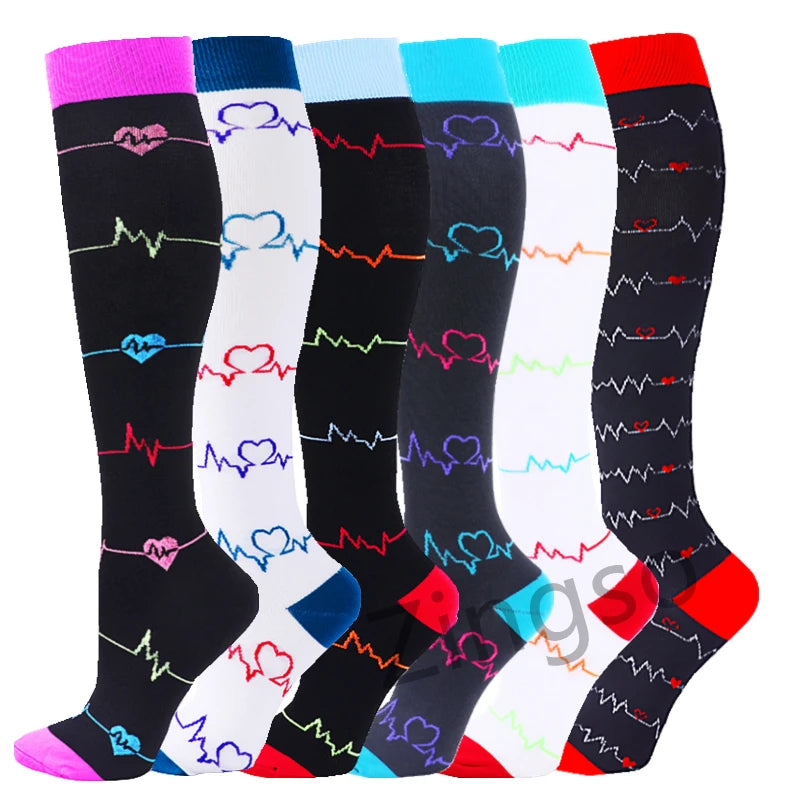 3/67 Pair Compression Stocking Women Men Knee High 30mmHg Edema Diabetes Varicose Veins Running Travel Sport Compression Socks