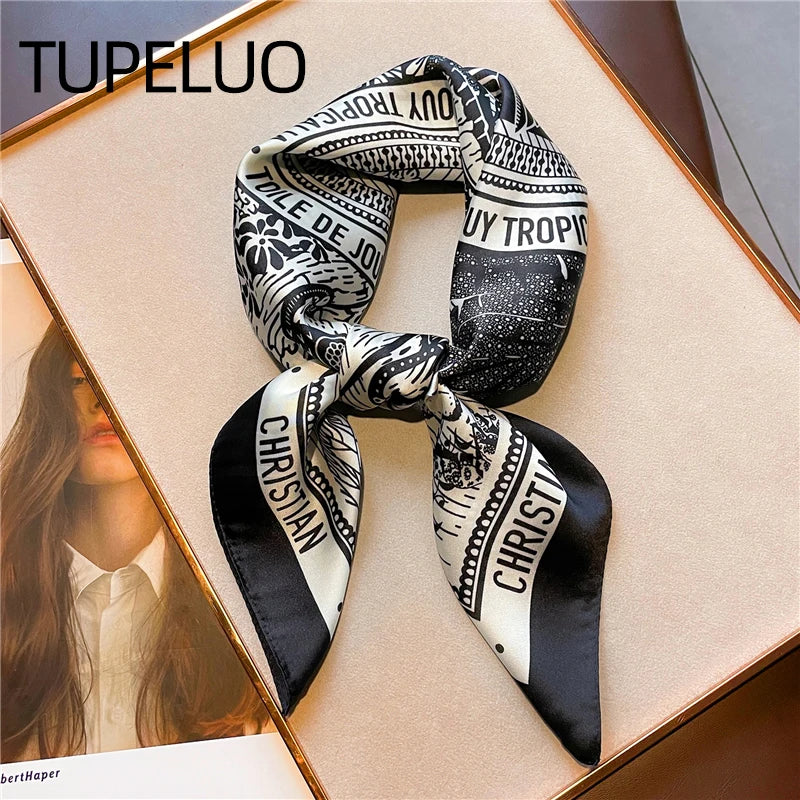 Silk Satin Headkerchief for Women Luxury Design Neck Tie Scarf Female Hair Hand Wrist Foulard Shawl Hijab Bandana