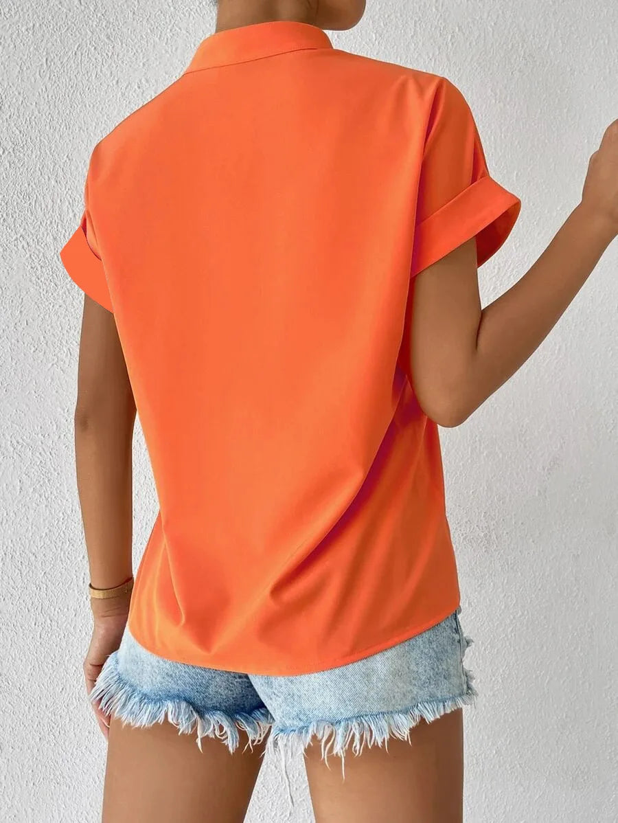 Elegant Summer V-neck Women's Shirt