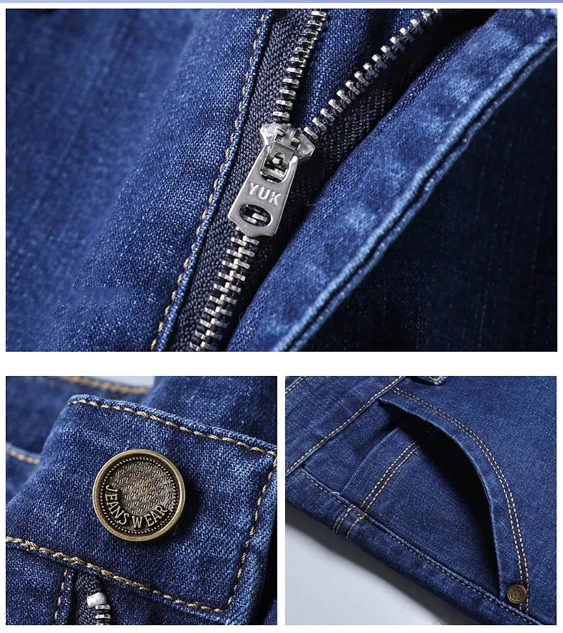 Men Light Luxury Stretch Slim Fit Comfortable Soft Pants Straight Casual Denim Trousers