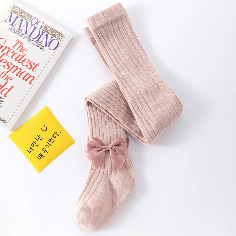 Girls Cotton Bowknot Tights Cute Princess Pantyhose